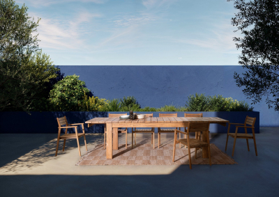 Стол деревянный обеденный раздвижной Garden Relax Zorritos тик, алюминий Фото 5
