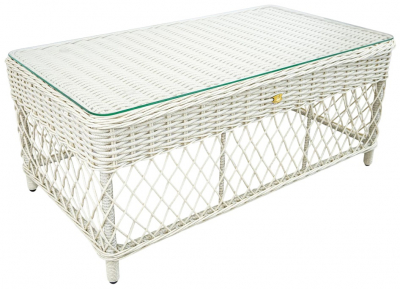 Столик плетеный кофейный ReeHouse Impero алюминий, искусственный ротанг, стекло доминикана Фото 1