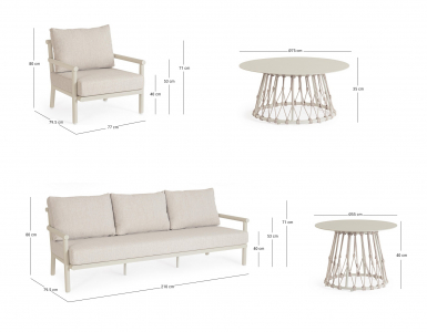 Комплект лаунж мебели Garden Relax Lanai алюминий, олефин песочный Фото 2