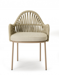 Кресло плетеное с подушкой Scab Design Malvasia Riviera сталь, роуп, ткань sunbrella карамельный, капучино, слоновая кость Фото 10