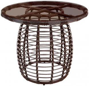 Стол плетеный обеденный ReeHouse Lotus алюминий, искусственный ротанг, стекло шоколад металлик, бронза Фото 1