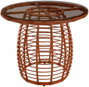 Стол плетеный обеденный ReeHouse Lotus алюминий, искусственный ротанг, стекло африканский закат, бронза Фото 1