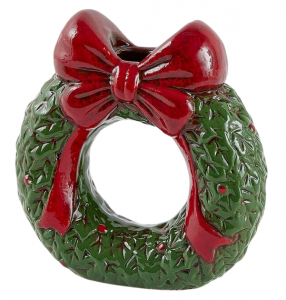 Подсвечник Венок EDG Candle Holder керамика зеленый, красный Фото 1