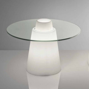 Столик пластиковый кофейный светящийся SLIDE Peak Lighting полиэтилен, закаленное стекло белый Фото 4