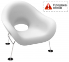 Кресло лаунж пластиковое Qeeboo Pupa Chrome Base IN металл, полиэтилен хром, белый Фото 1