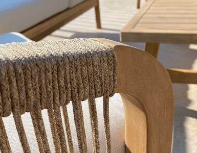 Диван деревянный двухместный Tagliamento Ravona KD акация, роуп, олефин натуральный, бежевый Фото 14