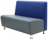 Диван прямой двухместный Профдиван Бари дерево, металл, кожа серый, синий Фото 1