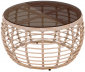 Столик плетеный кофейный ReeHouse Lotus алюминий, искусственный ротанг, стекло ирбис, бронза Фото 1