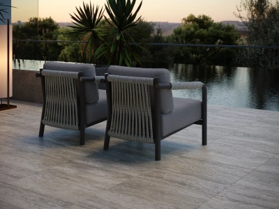 Кресло плетеное мягкое SNOC Lorvain Nightfall алюминий, роуп, олефин черный, серый Фото 5