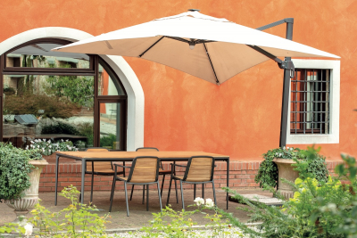 Зонт садовый с подсветкой Grattoni Trieste Light алюминий, олефин антрацит, бежевый Фото 5