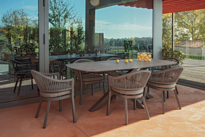 Стол ламинированный обеденный Grattoni Milo сталь, компакт-ламинат HPL антрацит, серый Фото 6