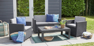 Стол пластиковый Keter Lyon rattan table пластик с имитацией плетения графит Фото 3