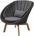 Лаунж-кресло плетеное с подушкой Cane-line Peacock тик, алюминий, полипропилен, ткань темно-серый, серый Фото 12