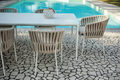 Стол обеденный металлический Grattoni Bahamas алюминий белый Фото 8