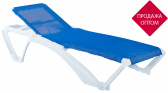 Шезлонг-лежак пластиковый Resol Marina Beach полипропилен, стекловолокно, текстилен белый, синий Фото 1