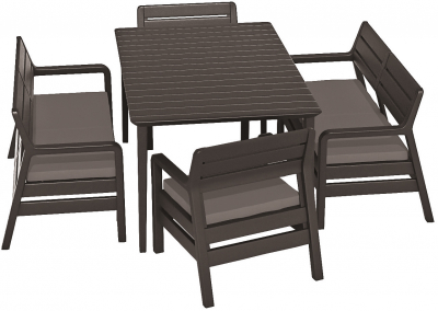 Комплект пластиковой мебели Keter Delano set with Lima table 160 полипропилен коричневый, серо-бежевый Фото 1