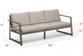 Диван трехместный с подушками SNOC Willow алюминий, тик, ткань Фото 2