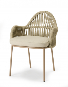 Кресло плетеное с подушкой Scab Design Malvasia Riviera сталь, роуп, ткань sunbrella карамельный, капучино, слоновая кость Фото 7