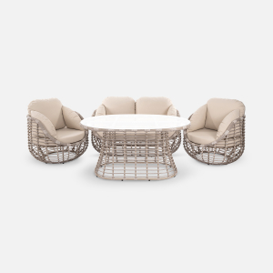 Кресло плетеное с подушками ReeHouse Lotus алюминий, искусственный ротанг, олефин ирбис, бежевый Фото 10