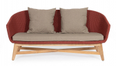 Диван плетеный с подушками BIZZ Coachella тик, роуп, олефин натуральный, алый Фото 3