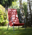 Кресло лаунж металлическое с обивкой Unopiu Nanda железо, батилин графит, кирпичный красный Фото 6