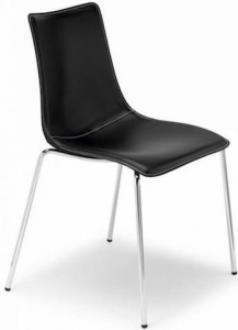 Стул с обивкой Scab Design Zebra Pop 4 legs  сталь, поликарбонат, натуральная кожа хром, чeрный Фото 1