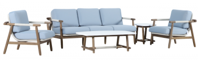 Диван деревянный трехместный Tagliamento Apoyo акация, роуп, олефин грецкий орех, голубой Фото 11