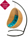 Кресло плетеное подвесное DW Cocoon сталь, искусственный ротанг, полиэстер песочный Фото 1
