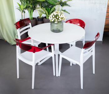 Стол пластиковый Siesta Contract Sky Table Ø105 сталь, пластик белый Фото 8