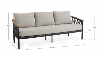 Диван трехместный с подушками Garden Relax Fenix алюминий, роуп, олефин антрацит Фото 2