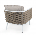 Кресло плетеное RosaDesign Manhattan алюминий, роуп, ткань белый, серый Фото 2