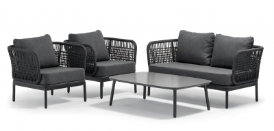 Комплект лаунж мебели Grattoni Yolk алюминий, роуп, олефин антрацит, темно-серый, угольный Фото 5