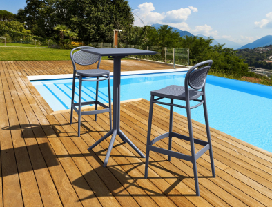 Комплект пластиковых барных складных столов Siesta Contract Sky Folding Bar Table 60 Set 4 сталь, пластик темно-серый Фото 18