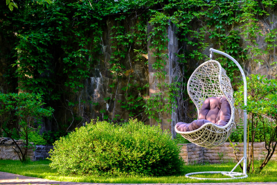 Кресло плетеное подвесное JOYGARDEN Cand Vanilla алюминий, искусственный ротанг ваниль Фото 2