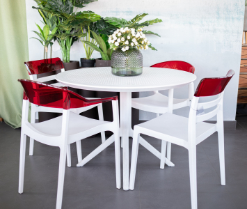 Стол пластиковый Siesta Contract Sky Table Ø105 сталь, пластик белый Фото 10