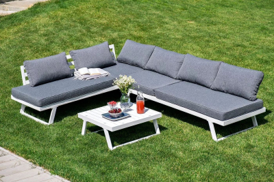 Комплект-трансформер садовой мебели 4SIS Альпы алюминий, ткань белый Фото 21