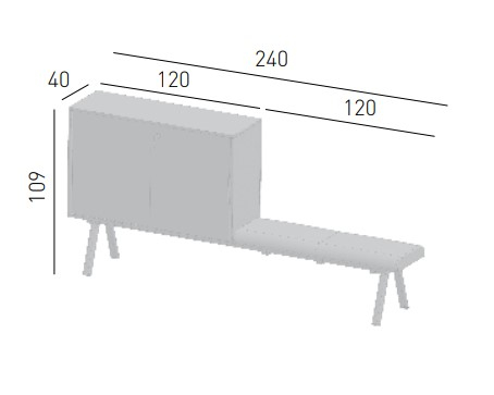 Комод офисный со скамейкой Low Cabinet 2027 + Seater