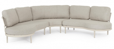 Диван модульный угловой с подушками Garden Relax Helios алюминий, роуп, олефин бежевый Фото 1