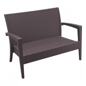 Диван пластиковый плетеный двухместный Siesta Contract Miami Lounge Sofa стеклопластик коричневый Фото 1
