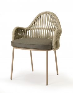 Кресло плетеное с подушкой Scab Design Malvasia Riviera сталь, роуп, акрил карамельный, капучино, мокко Фото 7