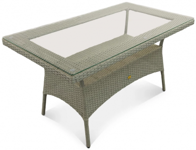 Стол плетеный обеденный ReeHouse Kipr алюминий, искусственный ротанг, стекло лунный свет Фото 1