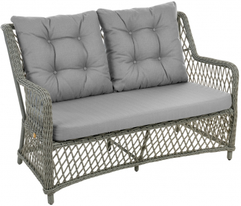 Диван двухместный плетеный с подушками ReeHouse Titulo алюминий, искусственный ротанг, олефин лунный свет, серый Фото 1