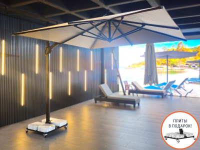 Зонт профессиональный 3х3 м THEUMBRELA SEMSIYE EVI Banana Plus Premier алюминий, акрил черный, натуральный Фото 1