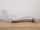 Шезлонг-лежак плетеный ReeHouse Tama оцинкованная сталь, искусственный ротанг белый Фото 1