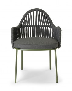 Кресло плетеное с подушкой Scab Design Malvasia Riviera сталь, роуп, акрил оливковый, графит Фото 8