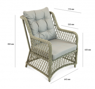 Кресло плетеное с подушками ReeHouse Titulo алюминий, искусственный ротанг, олефин лунный свет, серый Фото 2