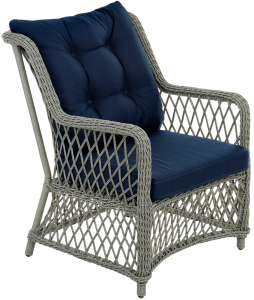 Кресло плетеное с подушками ReeHouse Titulo алюминий, искусственный ротанг, олефин лунный свет, темно-синий Фото 1
