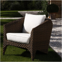 Кресло плетеное RosaDesign Plaza алюминий, искусственный ротанг, ткань темно-коричневый, белый Фото 1