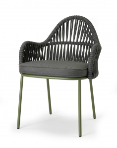 Кресло плетеное с подушкой Scab Design Malvasia Riviera сталь, роуп, акрил оливковый, графит Фото 9