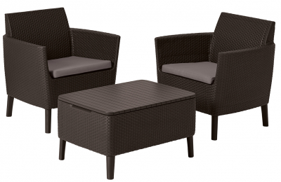 Комплект пластиковой мебели Keter Salemo balcony set пластик с имитацией плетения коричневый, серо-бежевый Фото 1
